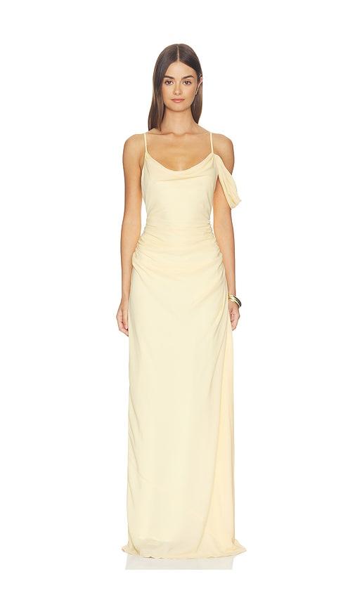 with harper lu draped gown in yellow. - size l (also in s, xs, m)