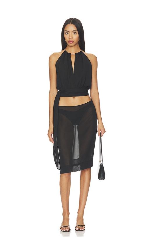 with harper lu draped halter top in black. - size m (also in s, xs)