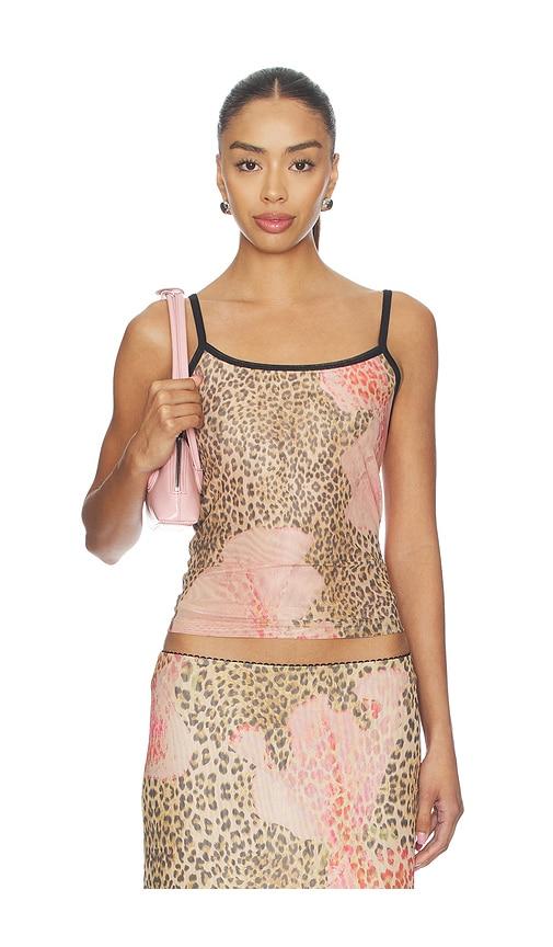 with harper lu mesh camisole top in brown. - size l (also in s, xs, m)