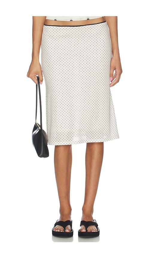 with harper lu mesh midi skirt in cream. - size l (also in s, xs, m)