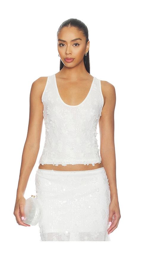 with harper lu mesh tank top in white. - size l (also in m, s, xl, xs)