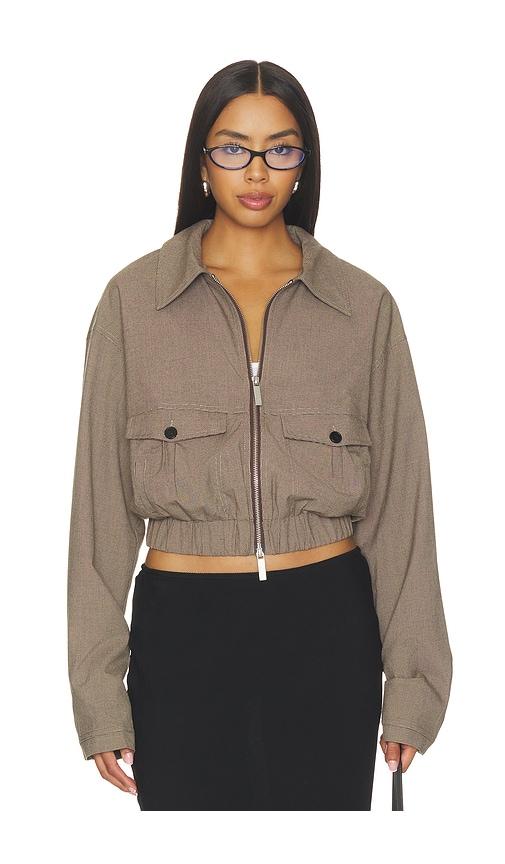 with jean billy jacket in brown. - size l (also in s, xxs, xs, m, xl)