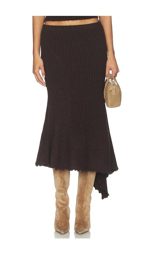 with jean fia skirt in chocolate. - size l (also in s, xxs, xs, m, xl)