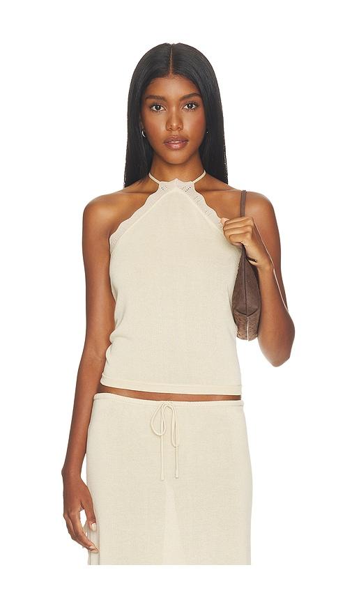 with jean isla top in beige. - size l (also in m, s)