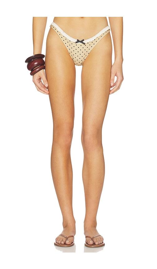 with jean jeanie polka dot bikini bottom in beige. - size l (also in xs, m, xl)
