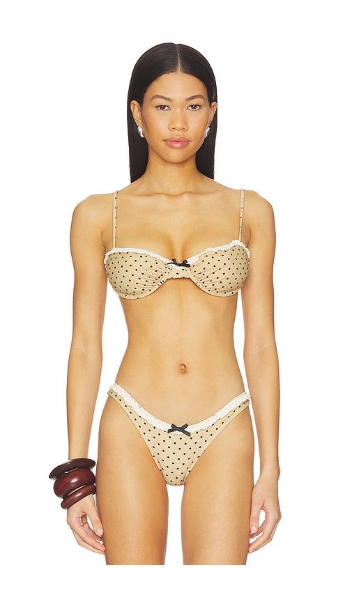 with jean jeanie polka dot bikini top in beige. - size l (also in m, xl)