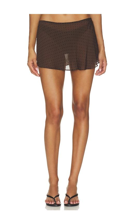 with jean kiki skirt in brown. - size l (also in s, xxs, xs, m, xl)
