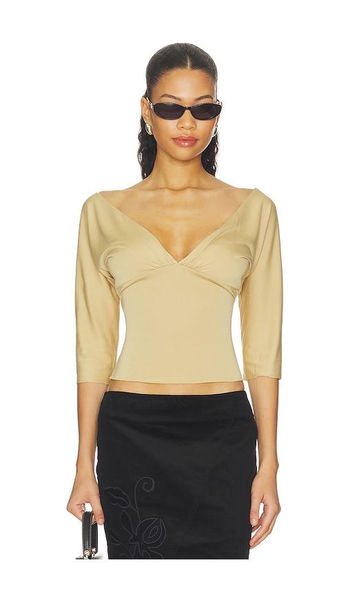 with jean lana top in tan. - size l (also in s, m)