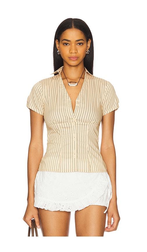 with jean mikayla top in beige. - size xs (also in xxs)