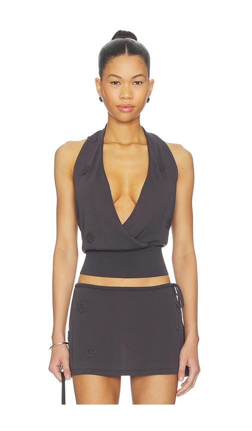 with jean pammy top in charcoal. - size l (also in s, xs, m, xl)