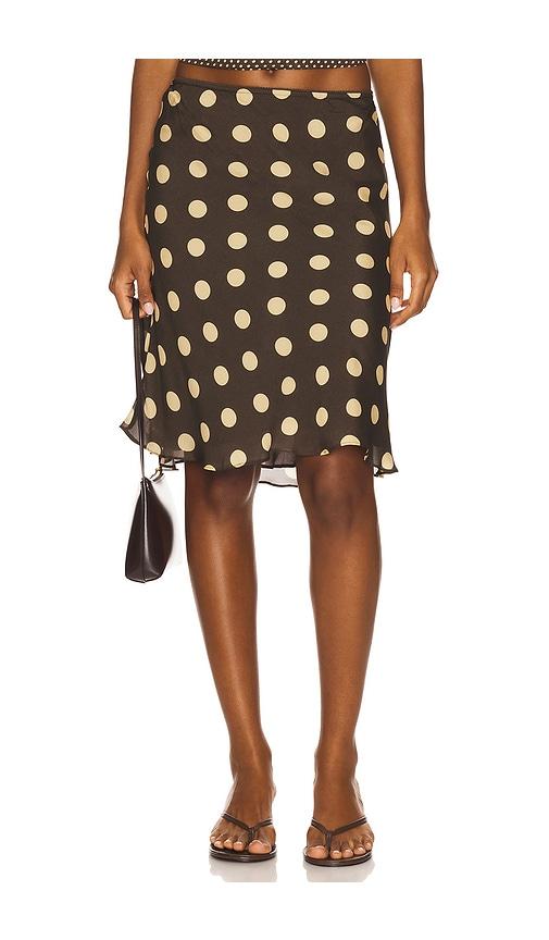 with jean penny skirt in brown. - size l (also in xs, m, xl)