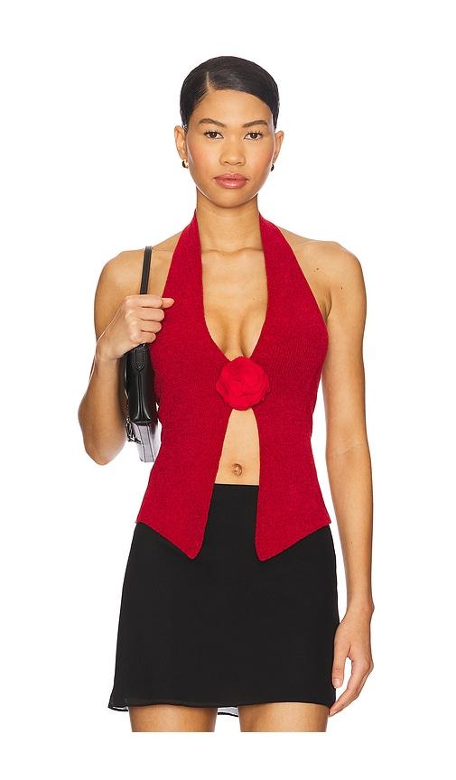 with jean rose top in red. - size l (also in s, m, xl)