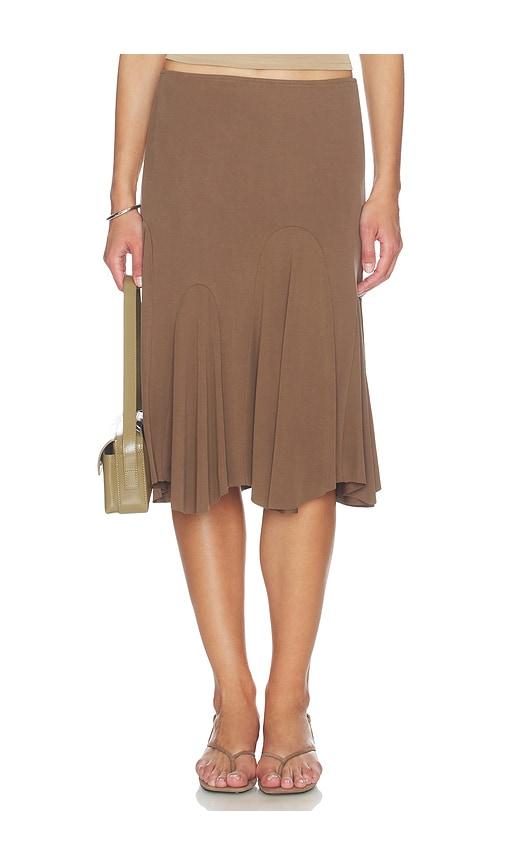 with jean rue skirt in chocolate. - size l (also in s, xxs, xs, m, xl)