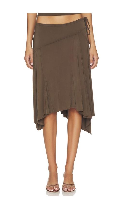 with jean x revolve sharni skirt in chocolate. - size l (also in s, xs, m, xl)