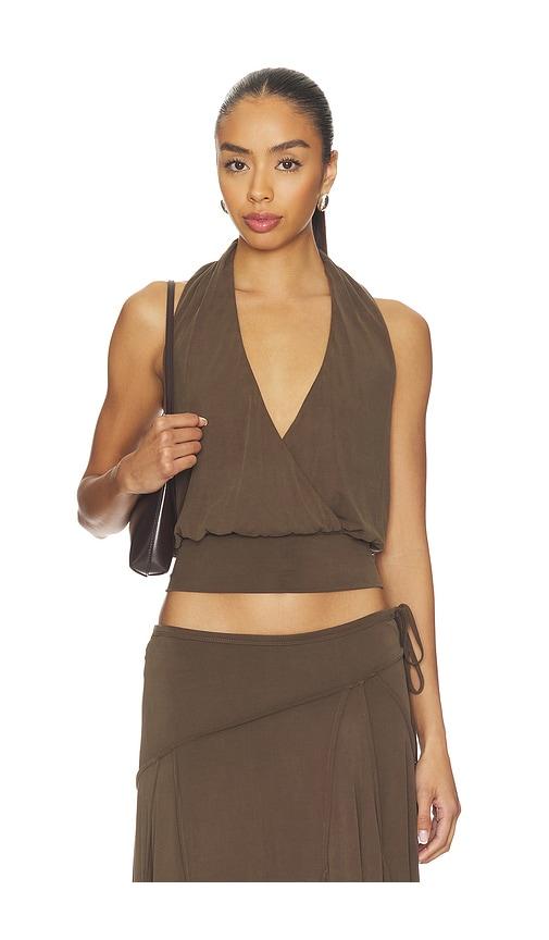with jean x revolve sharni top in chocolate. - size l (also in m, s, xl, xs)