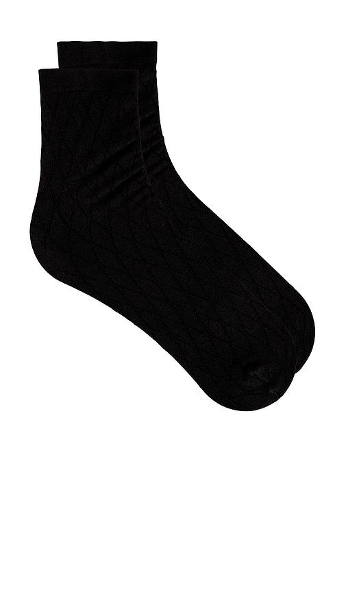 wolford cotton diamond socks in black.