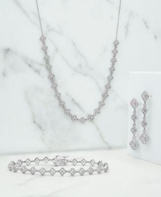 wrapped in love diamond clover necklace tennis bracelet drop earrings collection in 14k white gold exclusively at macys