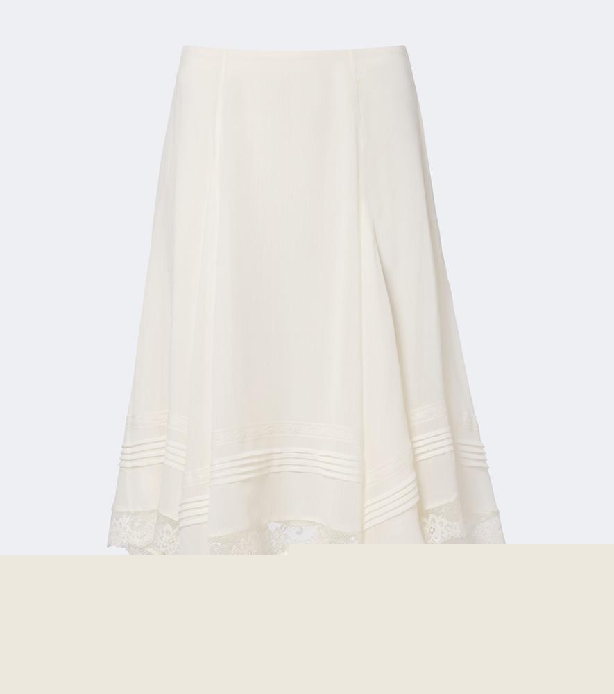 xu zhi asymmetric lace-trimmed midi skirt