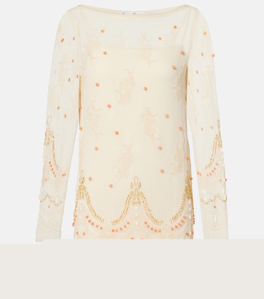 xu zhi embellished chiffon minidress