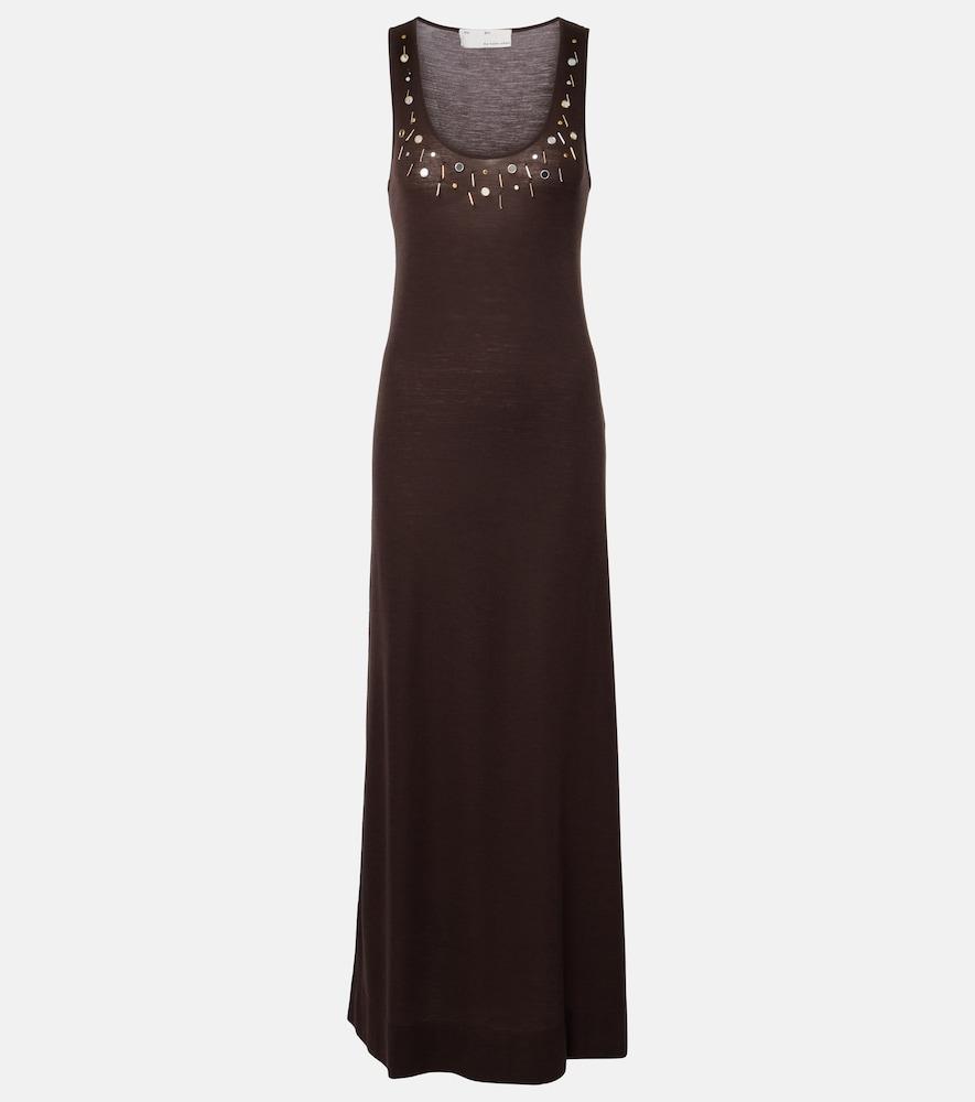 xu zhi embellished wool-blend maxi dress