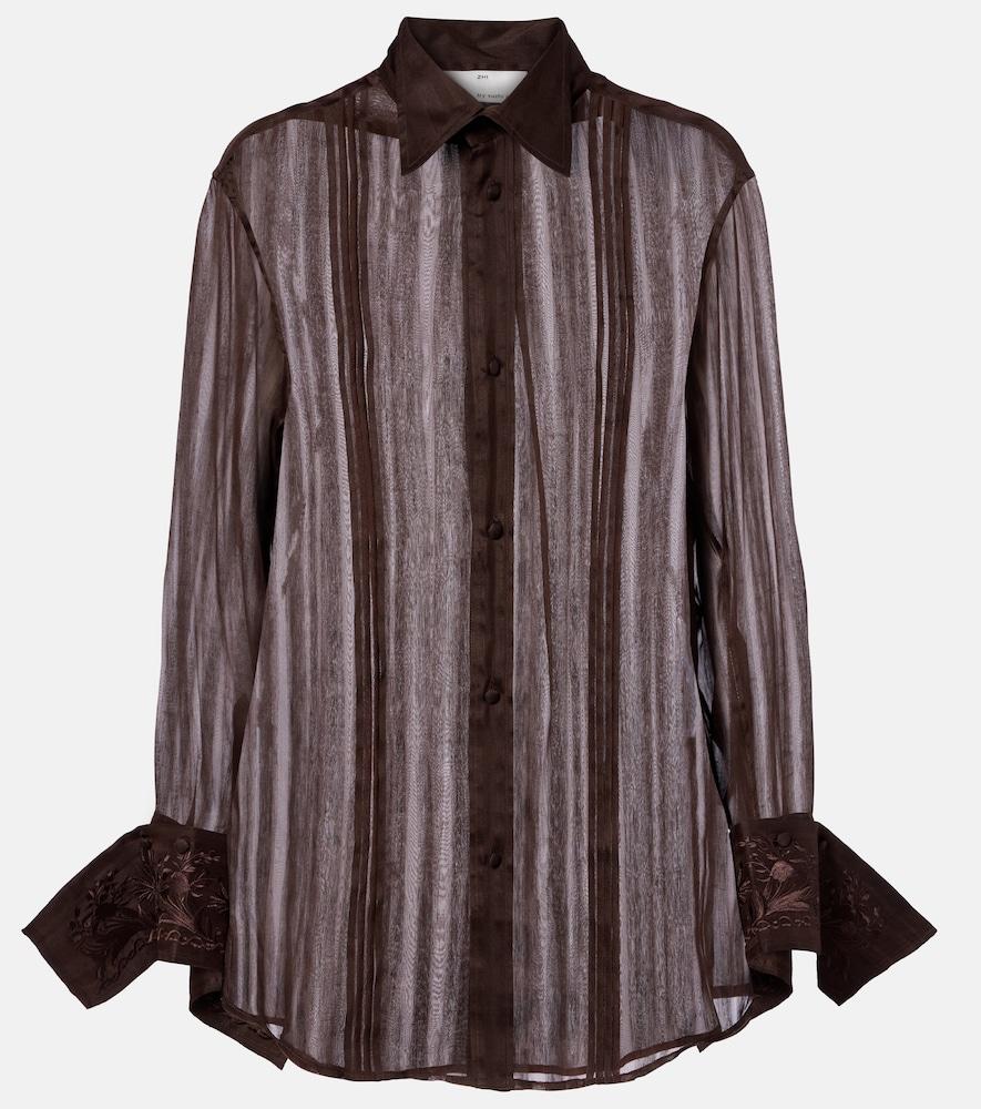 xu zhi embroidered linen and silk shirt