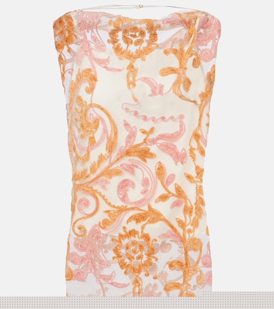xu zhi embroidered point d'esprit top