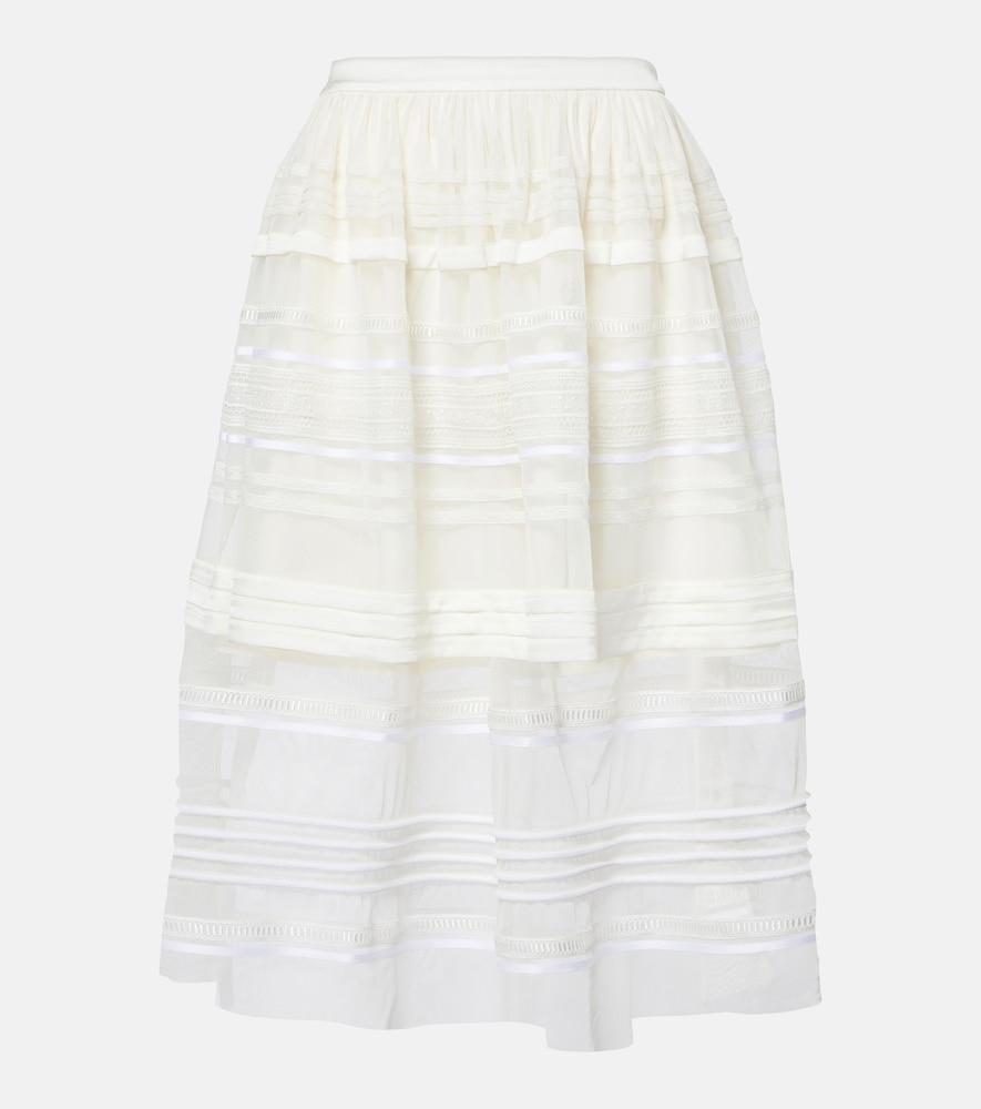 xu zhi gathered lace and tulle midi skirt
