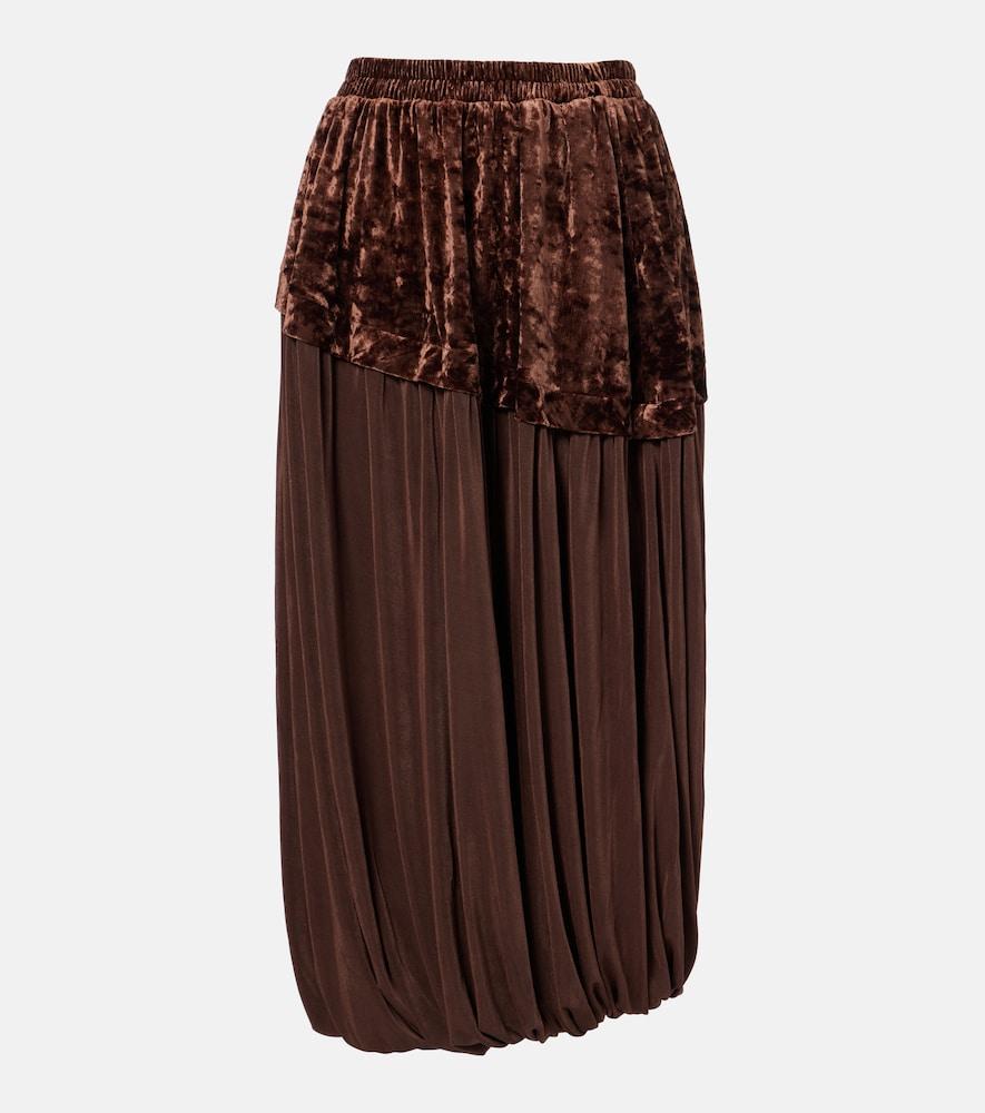 xu zhi jersey and velvet midi skirt