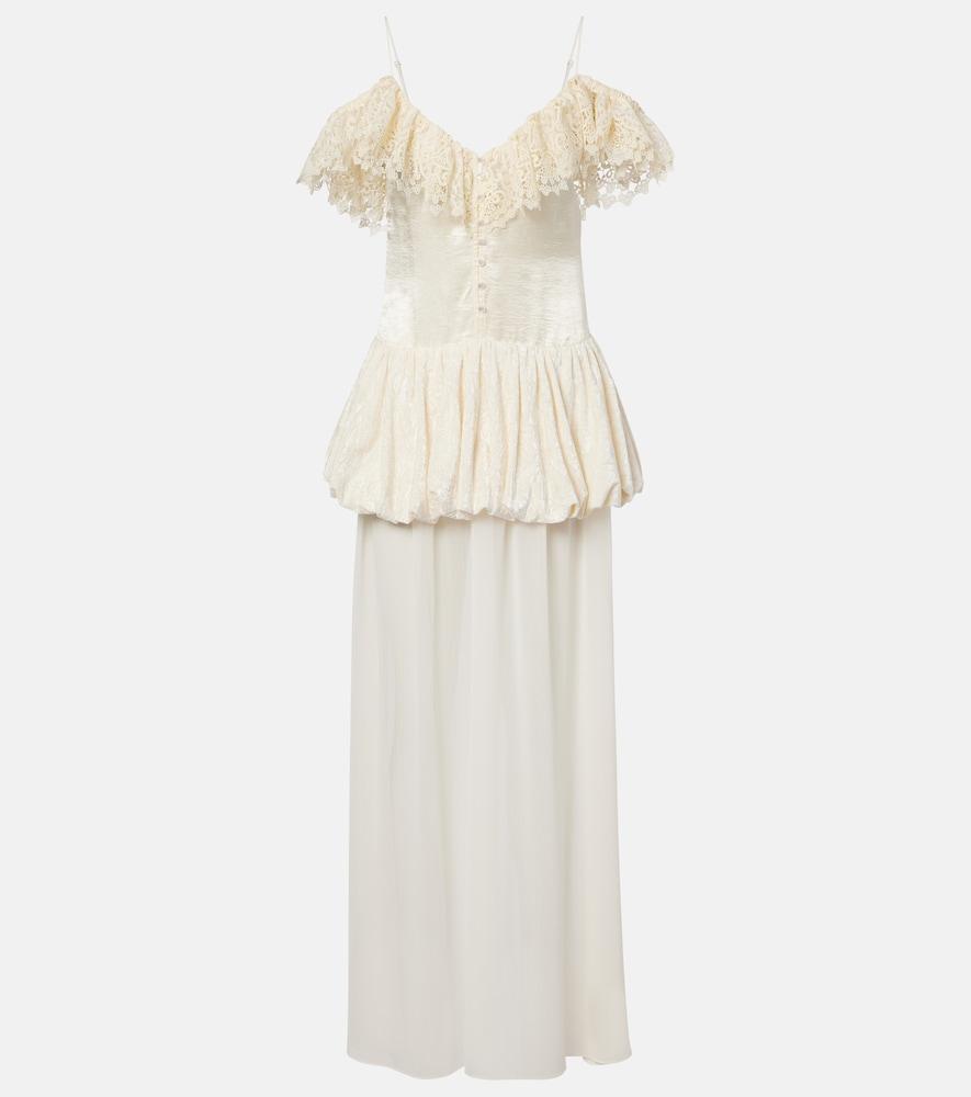 xu zhi lace-trimmed peplum maxi dress