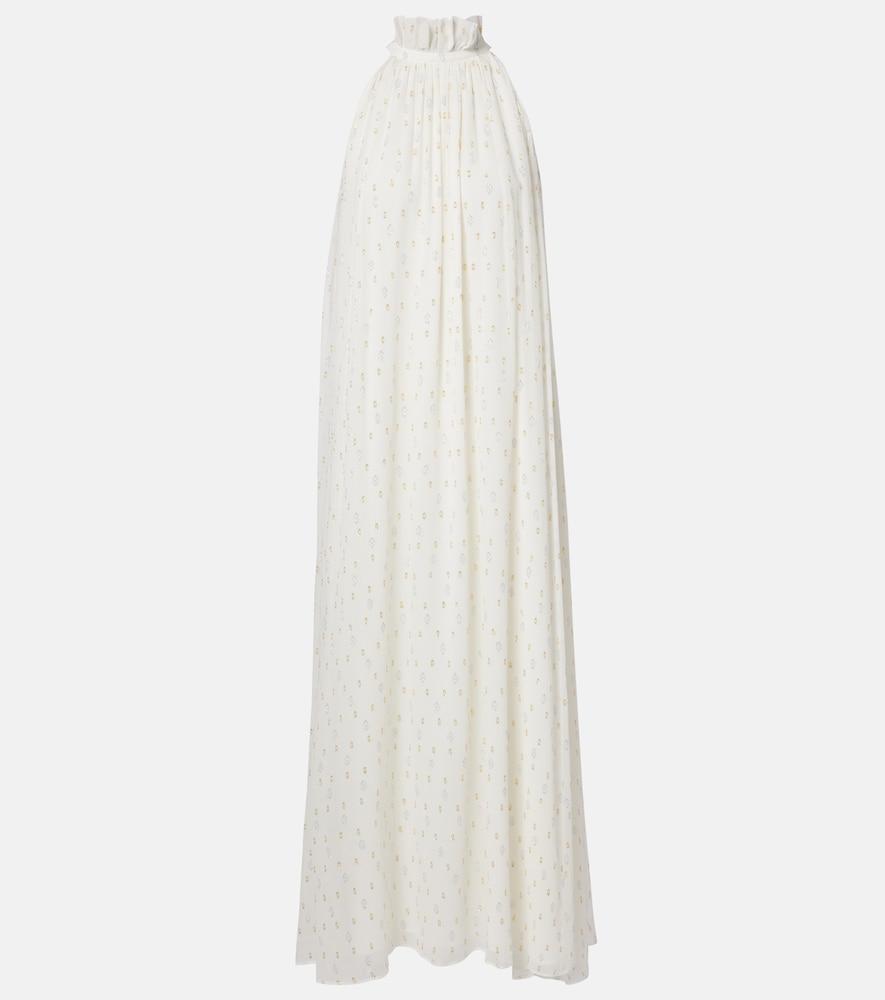 xu zhi polka-dot silk-blend maxi dress