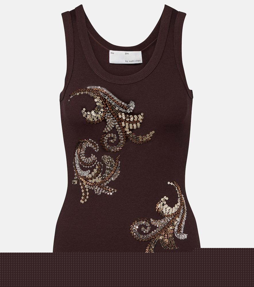xu zhi ribbed-knit sequined tank top