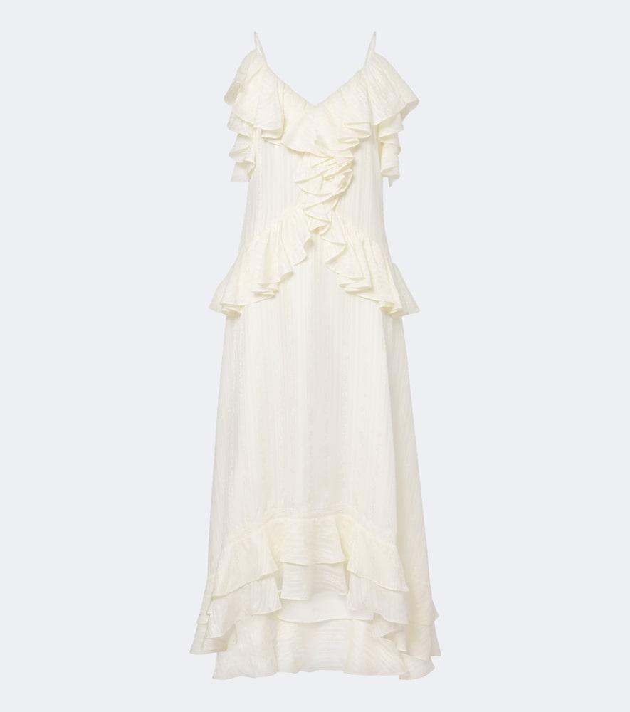xu zhi ruffled lace-trimmed silk-blend midi dress