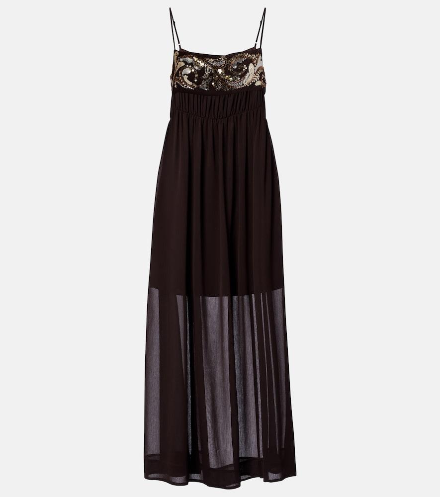 xu zhi sequined chiffon maxi dress