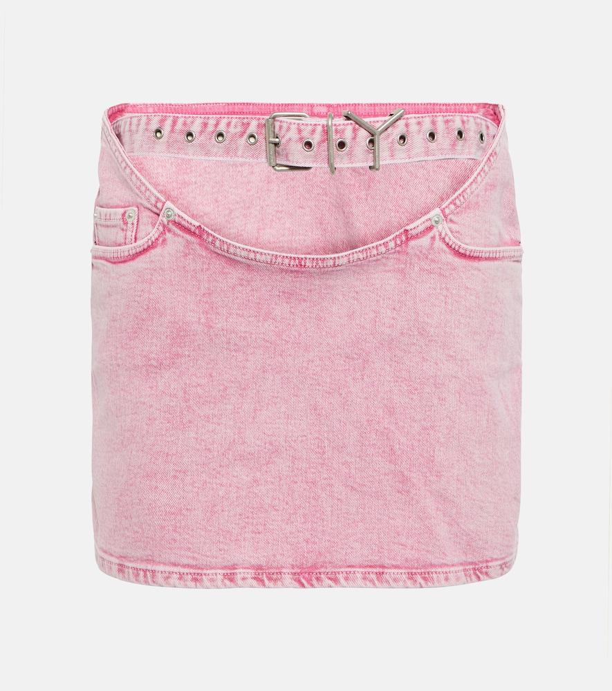 y/project belted denim miniskirt