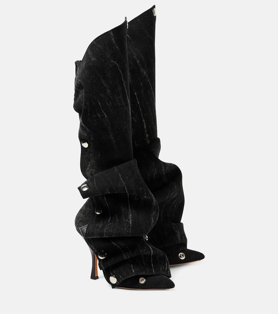y/project snap denim knee-high boots