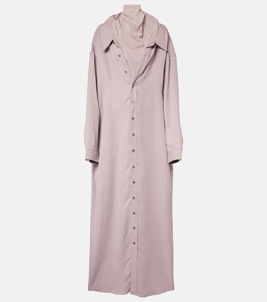 y/project turtleneck mesh-trimmed shirt dress