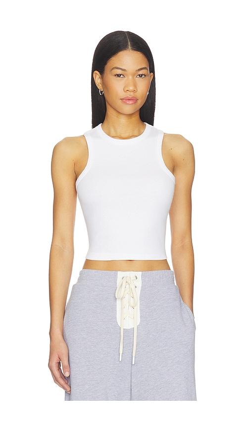year of ours racer crop tank top in white. - size l (also in xs, m, xl)