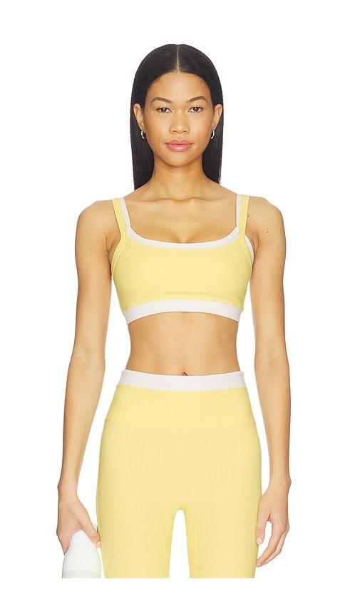 year of ours ribbed layered bralette in yellow,white. - size xl (also in xs)