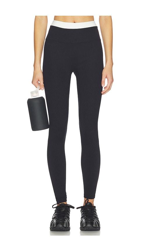 year of ours ribbed layered legging in black,white. - size l (also in s, xs, xl)