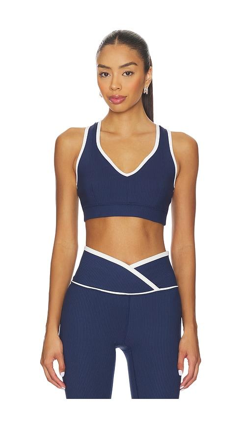 year of ours ribbed v sports bra in navy. - size xl (also in xs)
