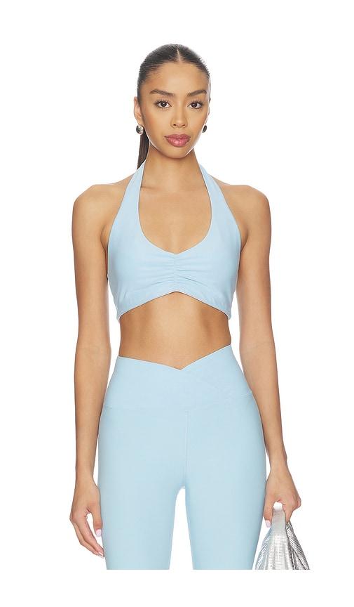 year of ours stretch halter sports bra in baby blue. - size l (also in s, xs, m, xl)