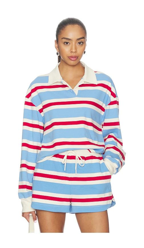 year of ours striped cotton jersey rugby pullover in red,blue. - size m (also in s)