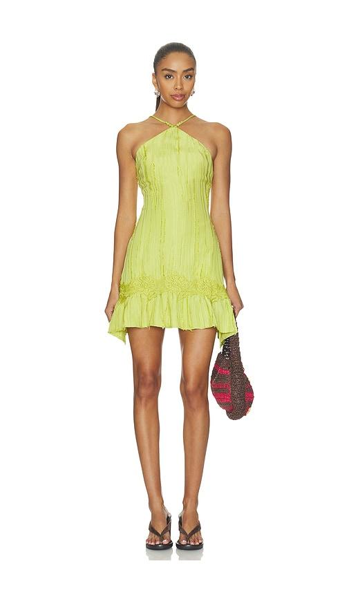 yellow the label banyan textured mini dress in green. - size m (also in xs)