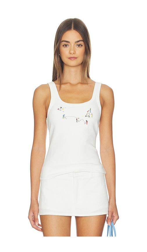 yellow the label golf scene tank top in white. - size l (also in s, xs, m, xl/1x)