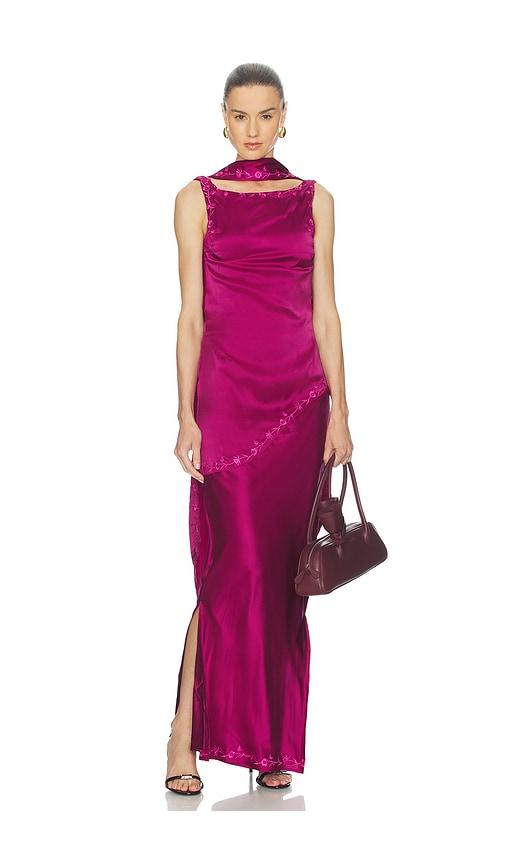 yellow the label nina silk dress in wine. - size l (also in s, xs)