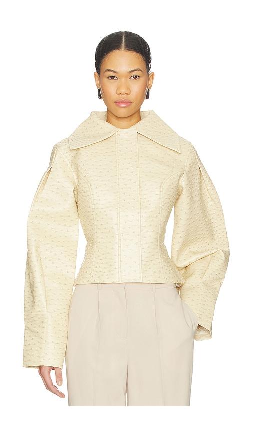 yellow the label olsen ostrich jacket in beige. - size m (also in xs)