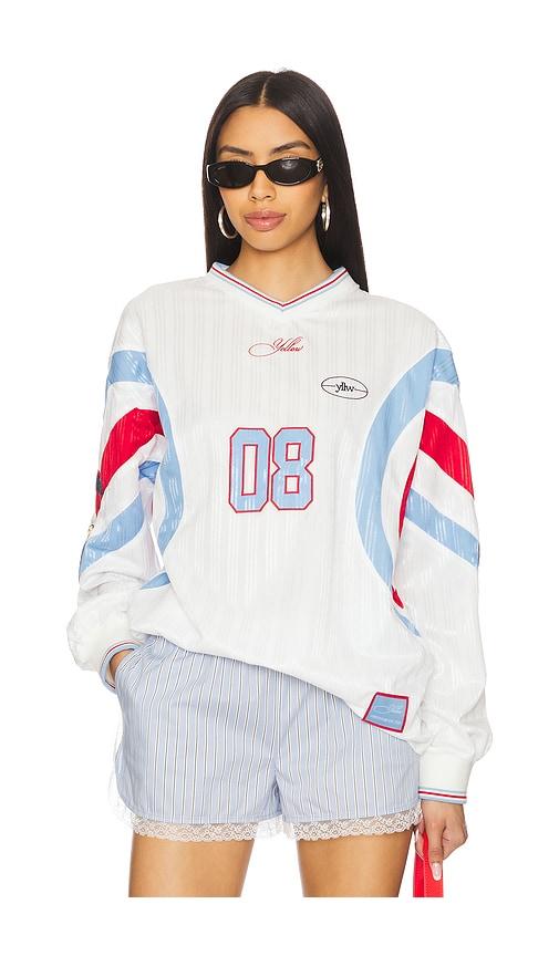 yellow the label serotonin hockey jersey in white. - size l (also in s, m, xs)