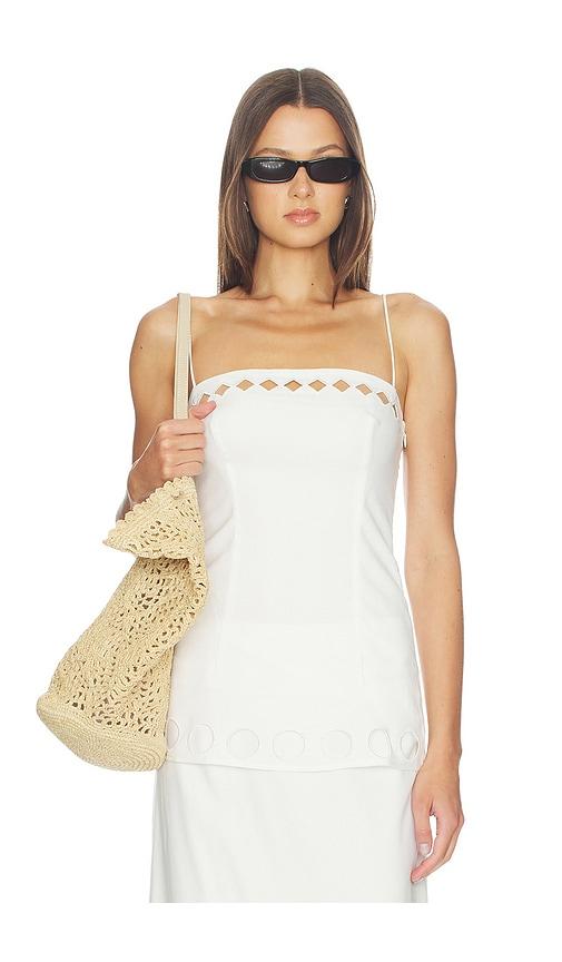 yellow the label x revolve tems linen tank top in white. - size l (also in xs, s, m, xl)
