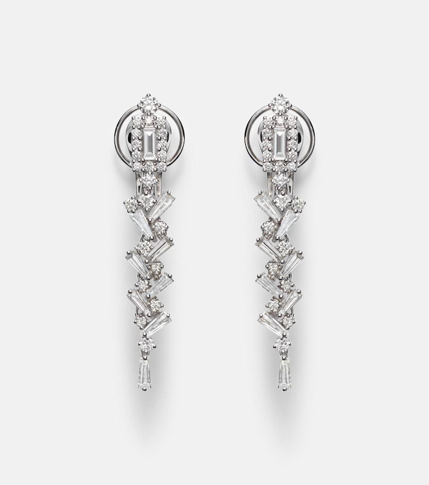 yeprem 18kt white gold drop earrings with diamonds