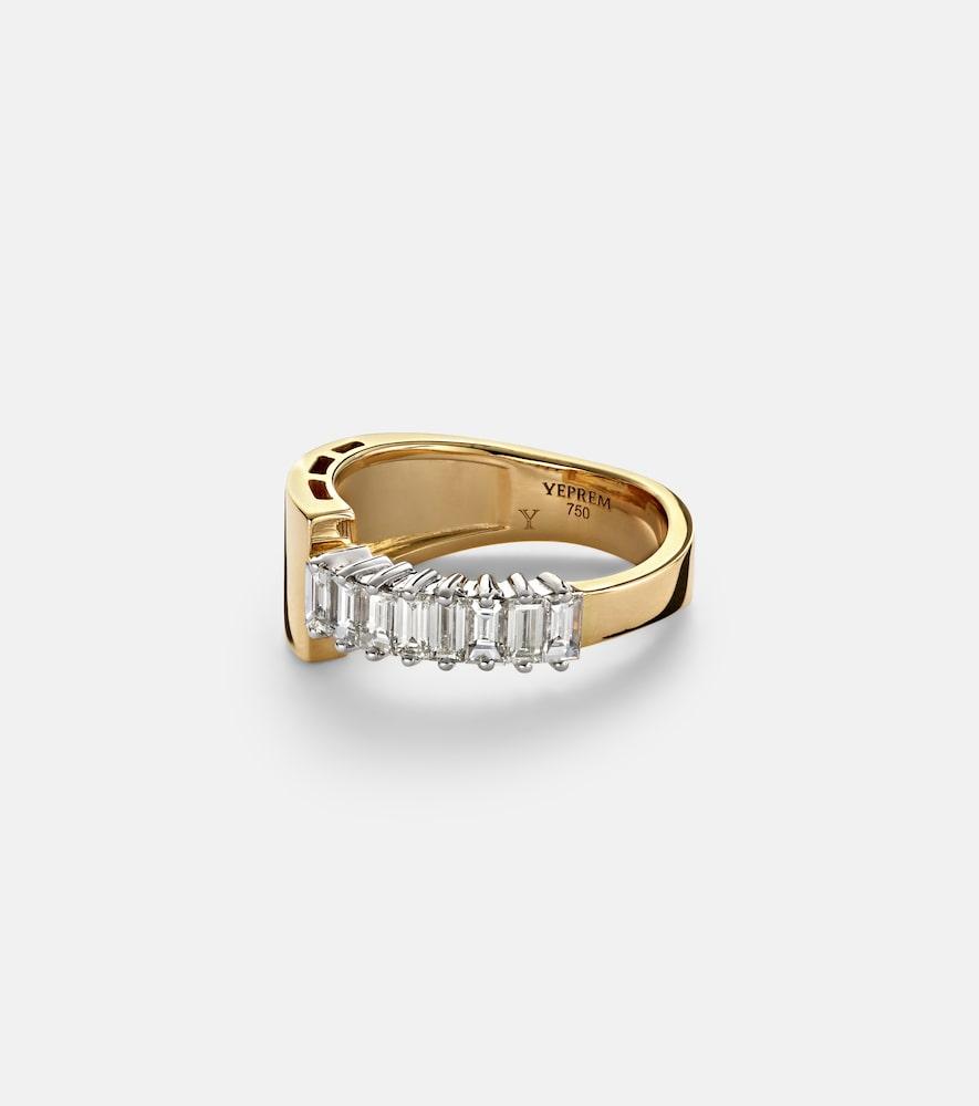 yeprem 18kt yellow and white gold ring with diamonds